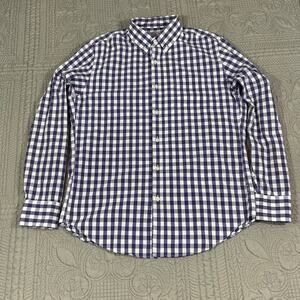 J Crew Men's M Shirt Button Down Purple & White Plaid Tailored by J. Crew 24182